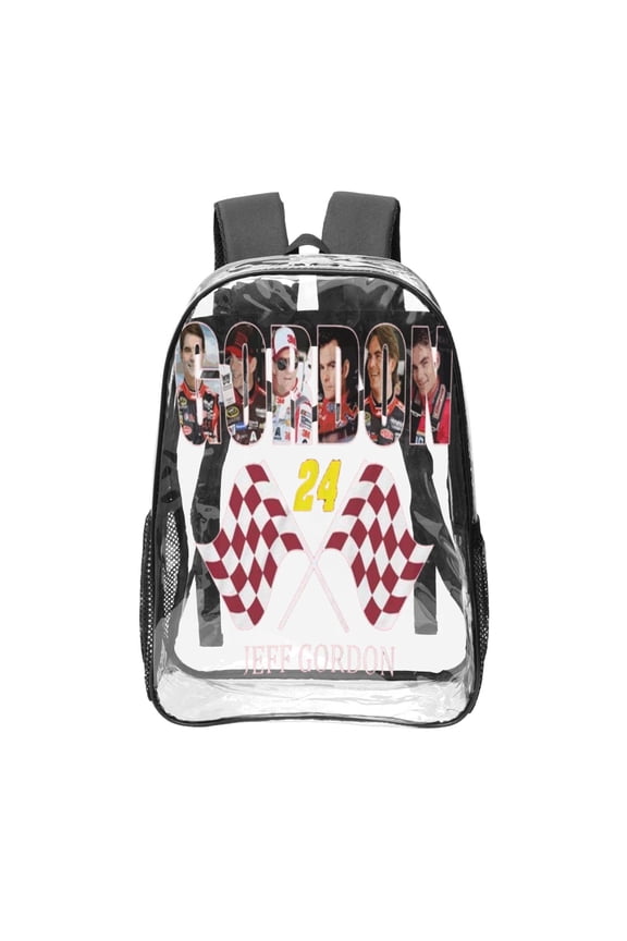 Jeff 24 Stock Car Racing Driver Racer Driving Transparent Backpack Fashion Travel Backpack Laptop Backpack 16 Inch
