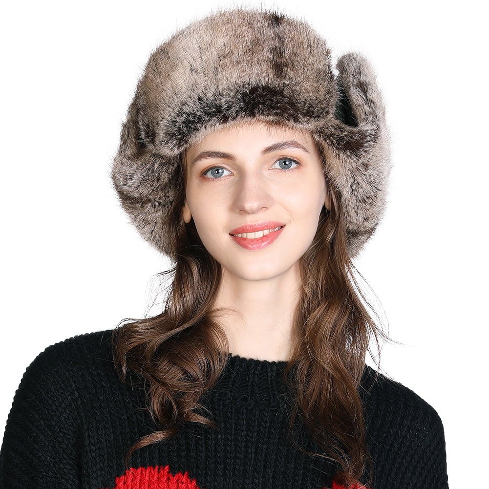 HEYANN Faux Fur Fuzzy Winter Trapper Ski Hat Hunting Cap for Men Women