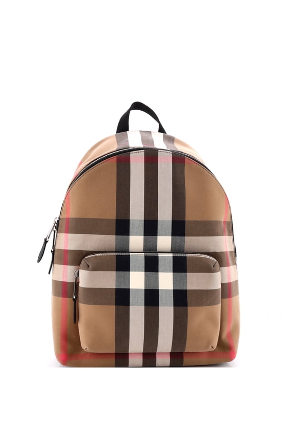 Jeff Backpack House Check Canvas Medium By Rebag