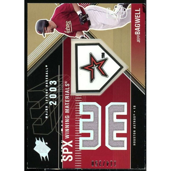 Jeff Bagwell Card 2003 SPx Winning Materials Logo 250 #JB1A