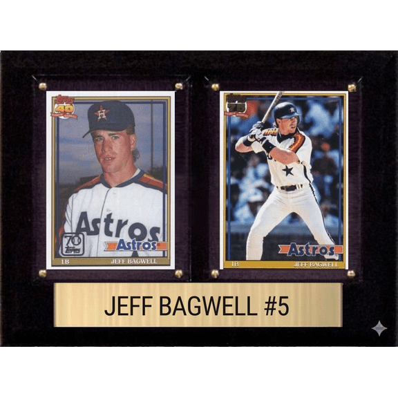 Jeff Bagwell Houston Astros Hall of Fame Fan Gift Plaque 6x8 2 Cards Topps, Bowman 2024 2025 2026