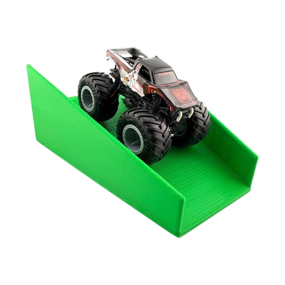 Jeff Did It - Compatible with Hot Wheels Monster Truck / Car - Free Style 2 Lanes Wide - Green Landing Ramp 1:64 Scale - Anti-Slip Rubber Feet