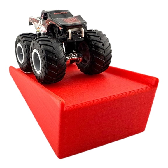 Jeff Did It - Compatible with Hot Wheels Monster Truck / Car - Free Style 2 Lanes Wide - Red Medium Ramp 1:64 Scale - Anti-Slip Rubber Feet