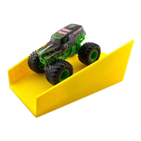 Jeff Did It - Compatible with Hot Wheels Monster Truck / Car - Free Style 2 Lanes Wide - Yellow Landing Ramp 1:64 Scale - Anti-Slip Rubber Feet