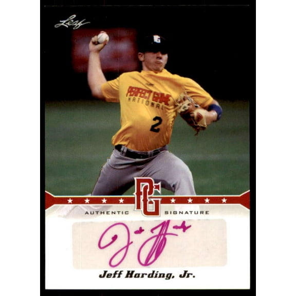 Jeff Harding, Jr. Rookie Card 2013 Leaf Perfect Game Autographs Red #JHJ