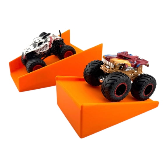 Jeff Did It - Hot Wheels Style Monster Truck / Car - Free Style 2 Lanes Wide - Orange  2 Lane Medium MT Jump w/ Landing Ramp Free Style 1:64 Scale - Anti-Slip Rubber Feet