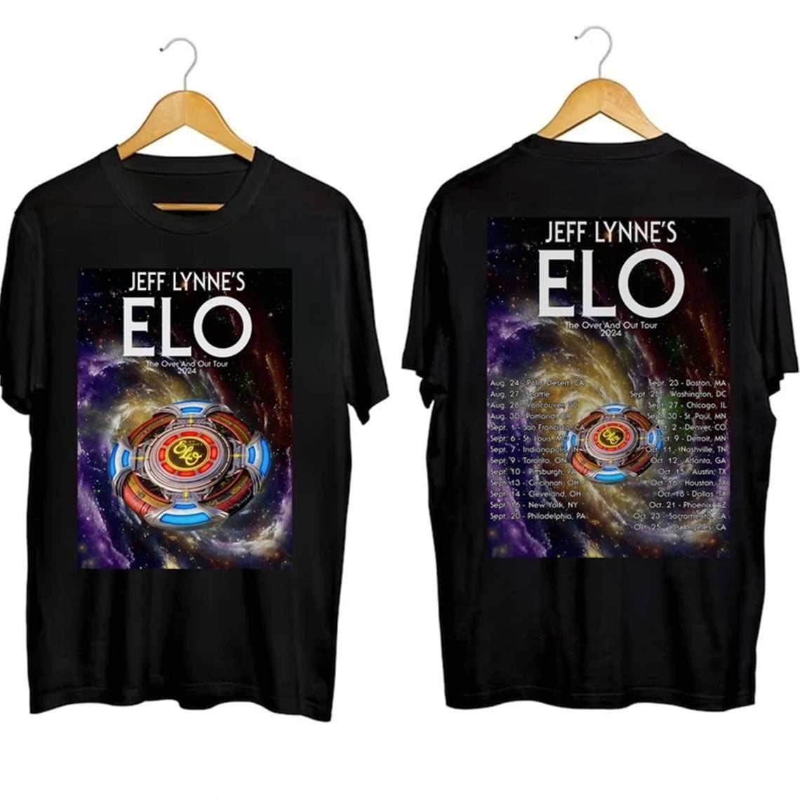Jeff Lynne's ELO The Over and Out Tour 2024 BLACK Shirt, Jeff Lynne's