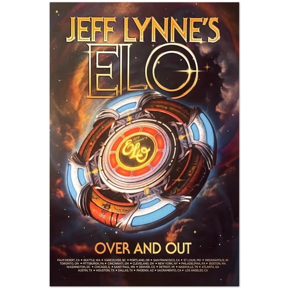Jeff Lynnes Elo Over And Out Tour 2025 Various Cities #2163, Unframed Poster Size 8x12