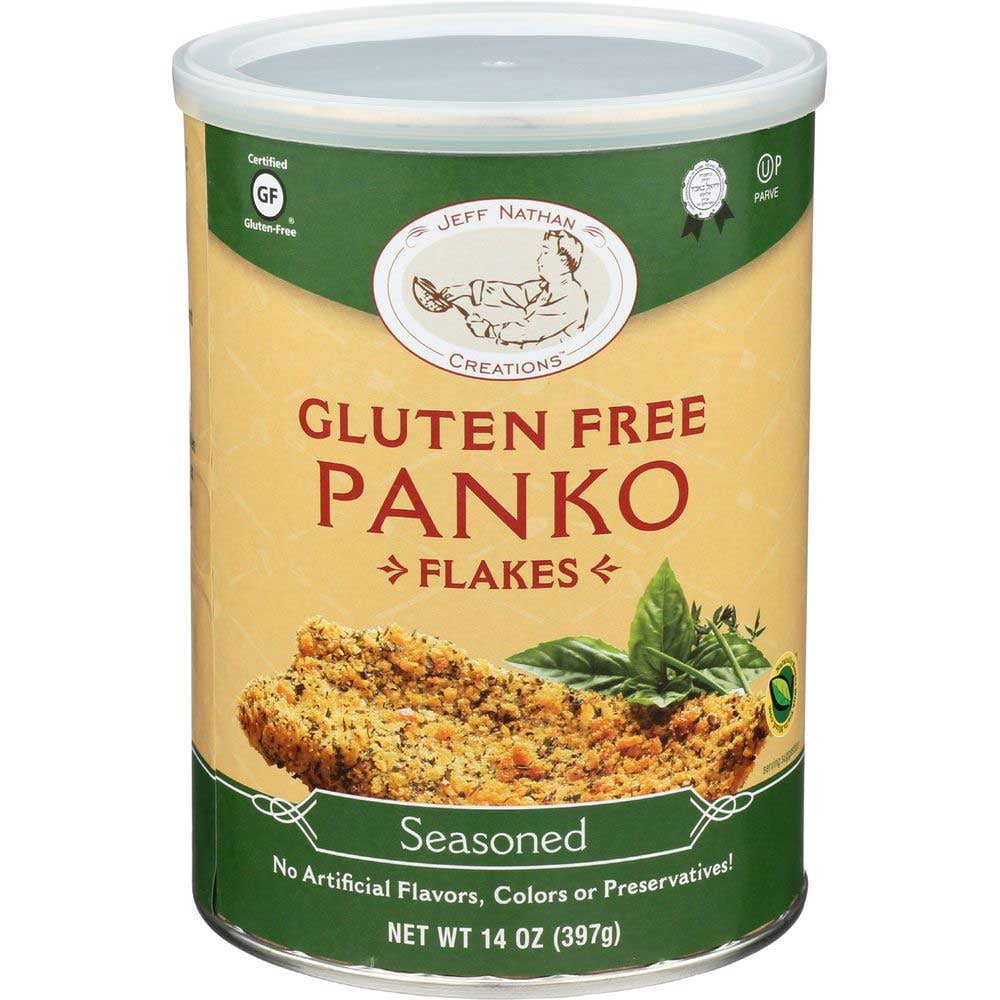 Jeff Nathan Creations Gluten Free Seasoned Panko Bread Flake, 14 Ounce -- 12 per case.