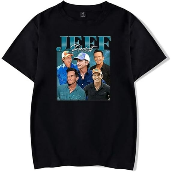 Jeff Probst Merch T-shirt - Vintage 90s Print Casual Short Sleeves Unisex Street Tops
