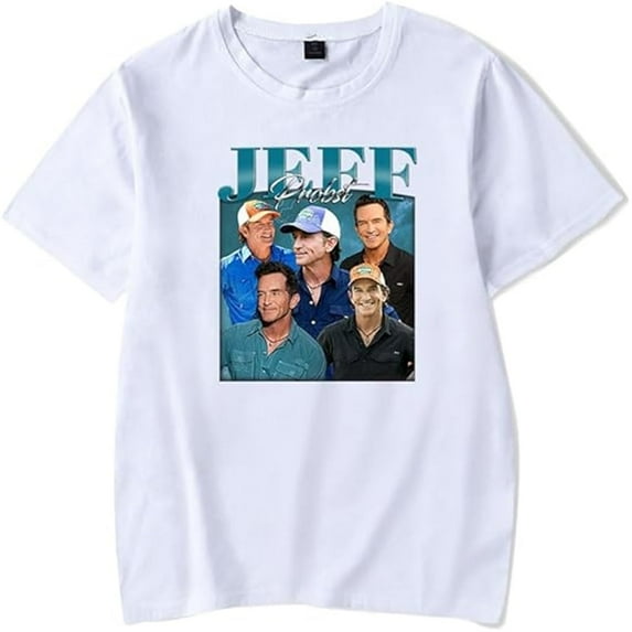 Jeff Probst Merch T-shirt - Vintage 90s Print Casual Short Sleeves Unisex Street Tops