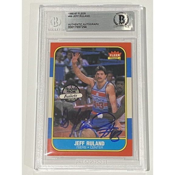 Jeff Ruland Signed 1986 Fleer #96 RC Rookie BAS Beckett Auto Bullets 76ers