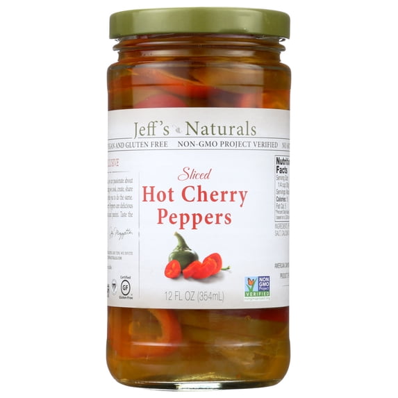 Jeff's Naturals Sliced Hot Cherry Peppers, Sweet and Spicy, Non-GMO ...