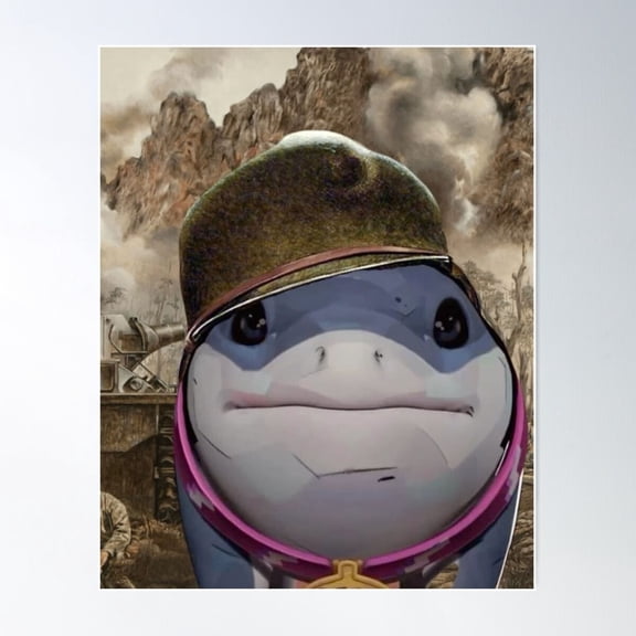 Jeff The Landshark, Cute & Funny Shark Design Poster Wall Art, UNFRAMED PAPER POSTER