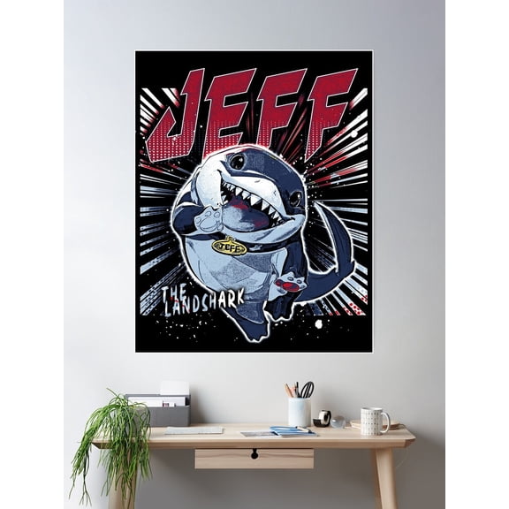 Jeff The Landshark Vintage Poster Wall Art, UNFRAMED PAPER POSTER, Home Decor, Vintage Gift, Living Room Dercor