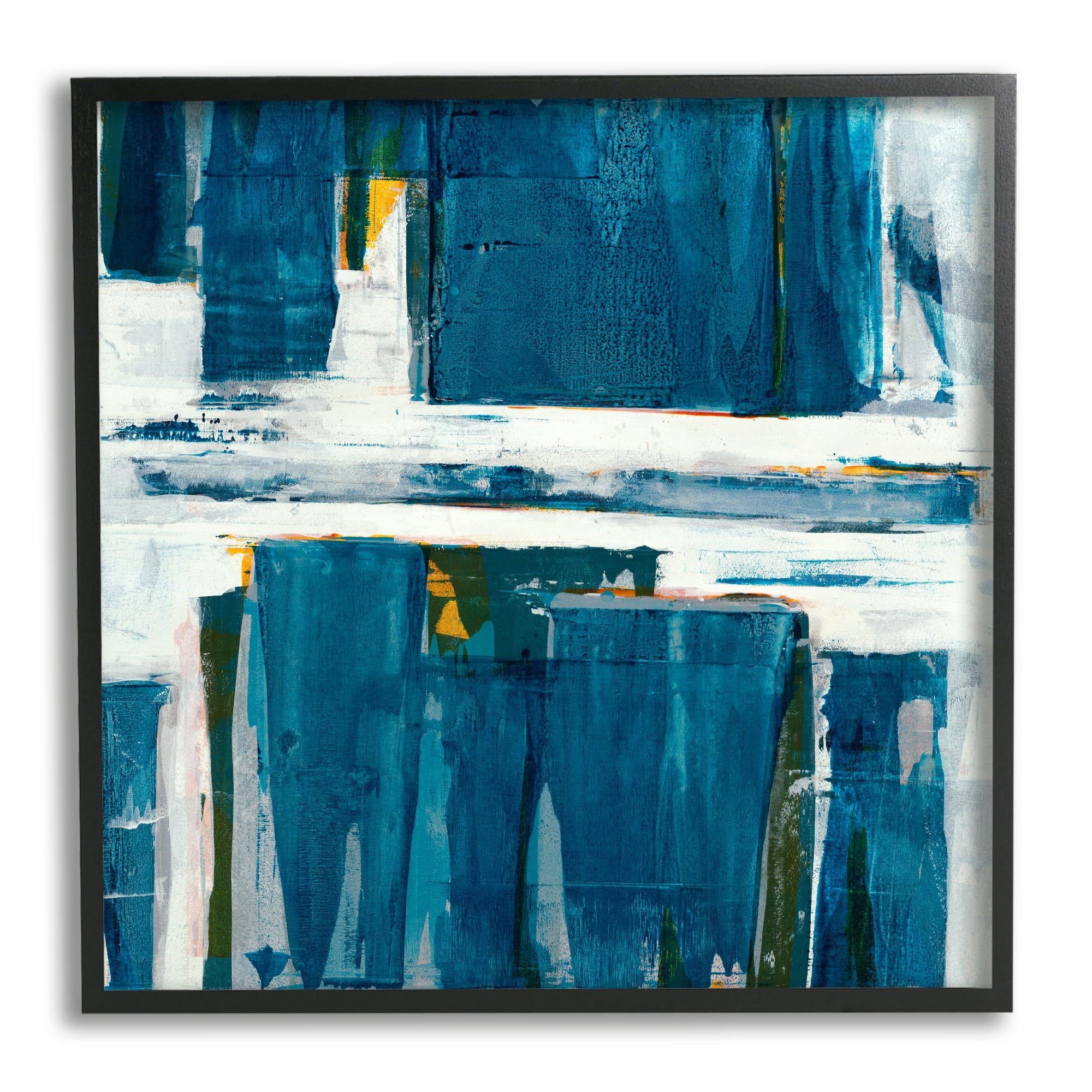 Jeff Zorillo Ultramarine Pier White Sea Flood Abstract Nature 12" x 12" Framed Painting Art Print, by Stupell Home Décor