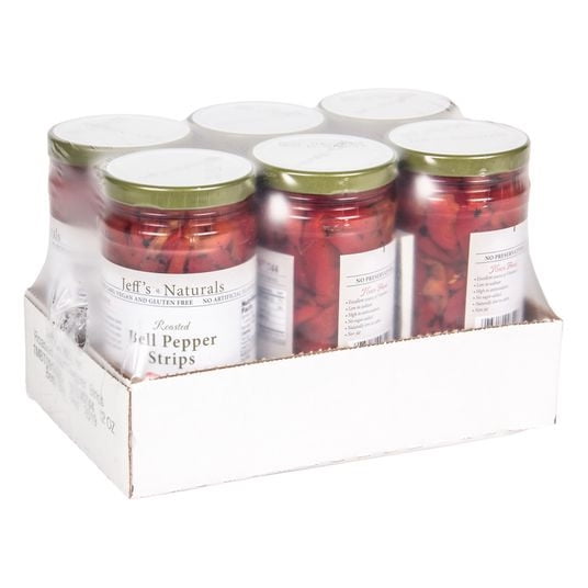 Jeff's Garden Roasted Red Bell Pepper, Strips-6 x 12 oz