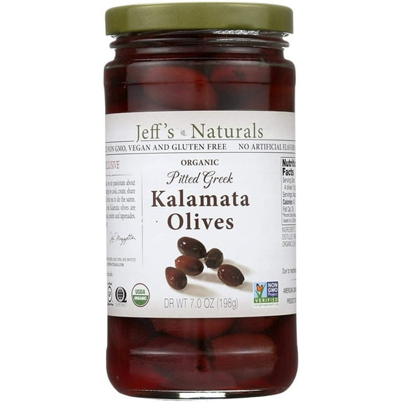 Jeff's Naturals Organic Pitted Greek Kalamata Olives 7 oz Pack of 4