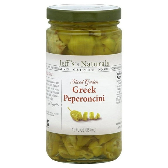 Jeff's Naturals Sliced Golden Greek Peperoncini (Pack of 6)