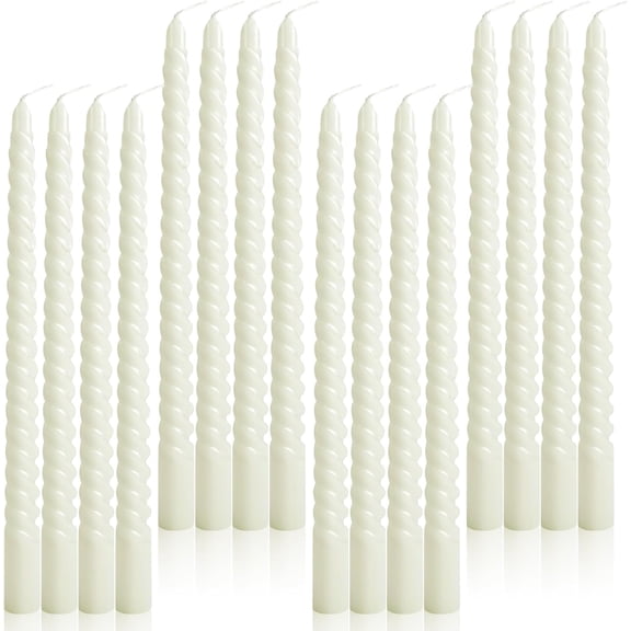 Jeffbaubl 16 PCS Spiral Taper Candles,10 Inch Dripless Twisted Candles,White Spiral Candle Twisted Candlesticks,Long Unscented Candle Sticks for Dinner Wedding Party Home Decoration