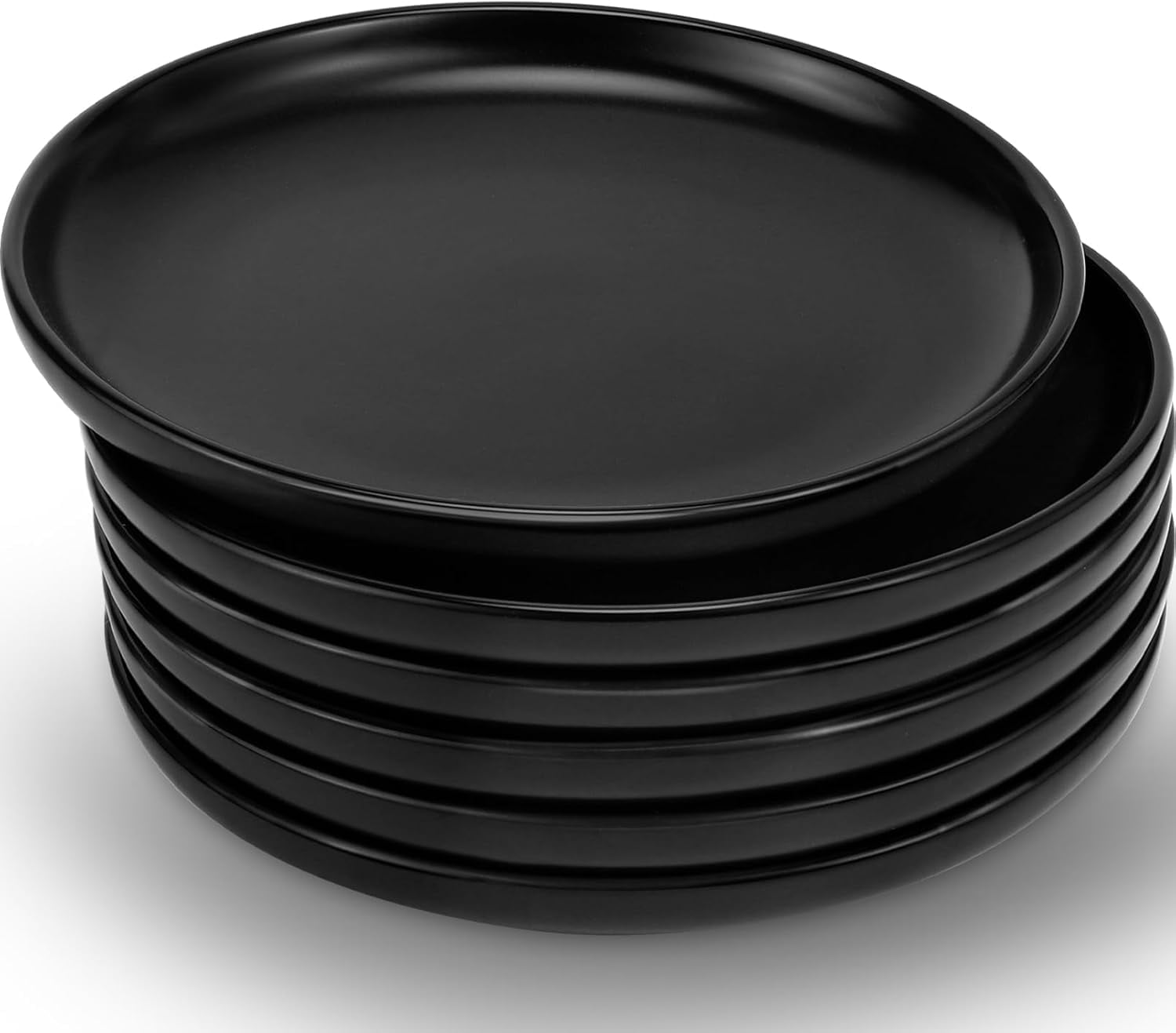 Jeffbaubl 6PCS Ceramic Plates,5.9 Inches Black Matte Porcelain Appetizer Plates,Elegant Small Round Serving Plate,Dessert Plate Dishes Set for Salad Snacks Cake,Microwave Dishwasher Safe