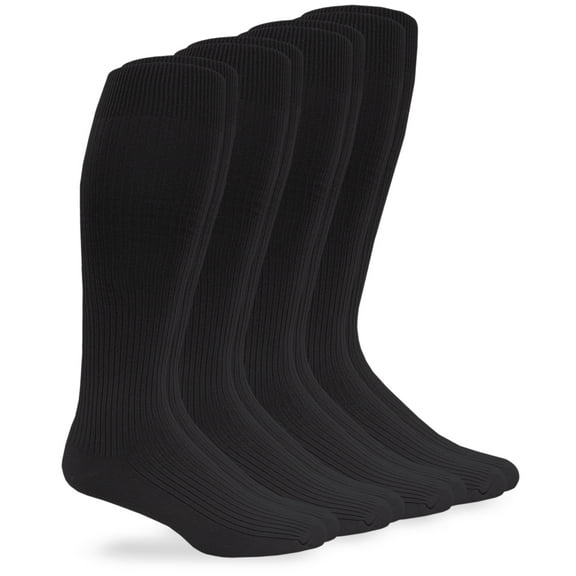 Jefferies Socks Men's Microfiber Nylon Rib Dress Over the Calf 4 Pair Pack Socks