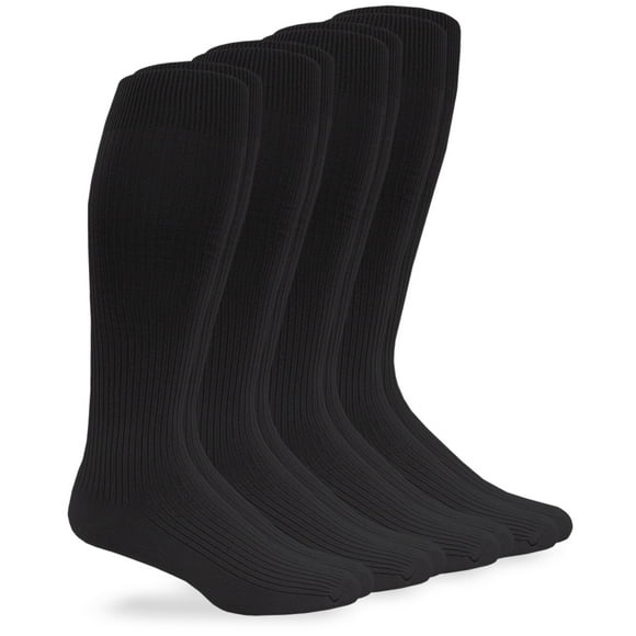 Jefferies Socks Men's Microfiber Nylon Rib Dress Over the Calf 4 Pair Pack Socks