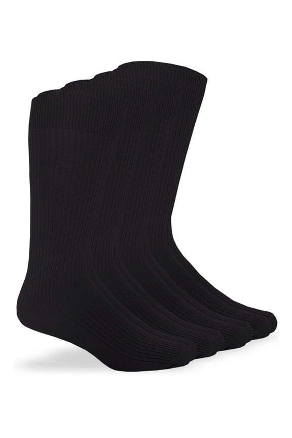 Jefferies, Adult Mens, 4-Pack Microfiber Nylon Rib Dress Socks, Sizes 9-11 and 10-13