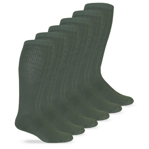 Jefferies Military Mens Socks, Merino Wool Combat Boot Cushion Over the Calf Socks, 6 Pair