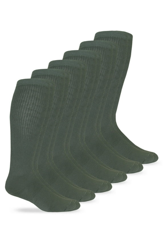 Jefferies Military Mens Socks, Merino Wool Combat Boot Cushion Over the Calf Socks, 6 Pair