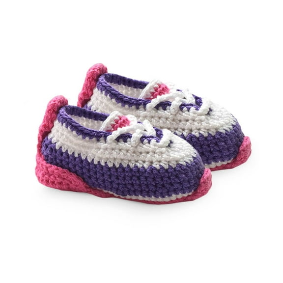 Jefferies Socks Baby Girl's Tennis Shoe Hand Crochet Bootie Crib Shoes 1 Pair Pack