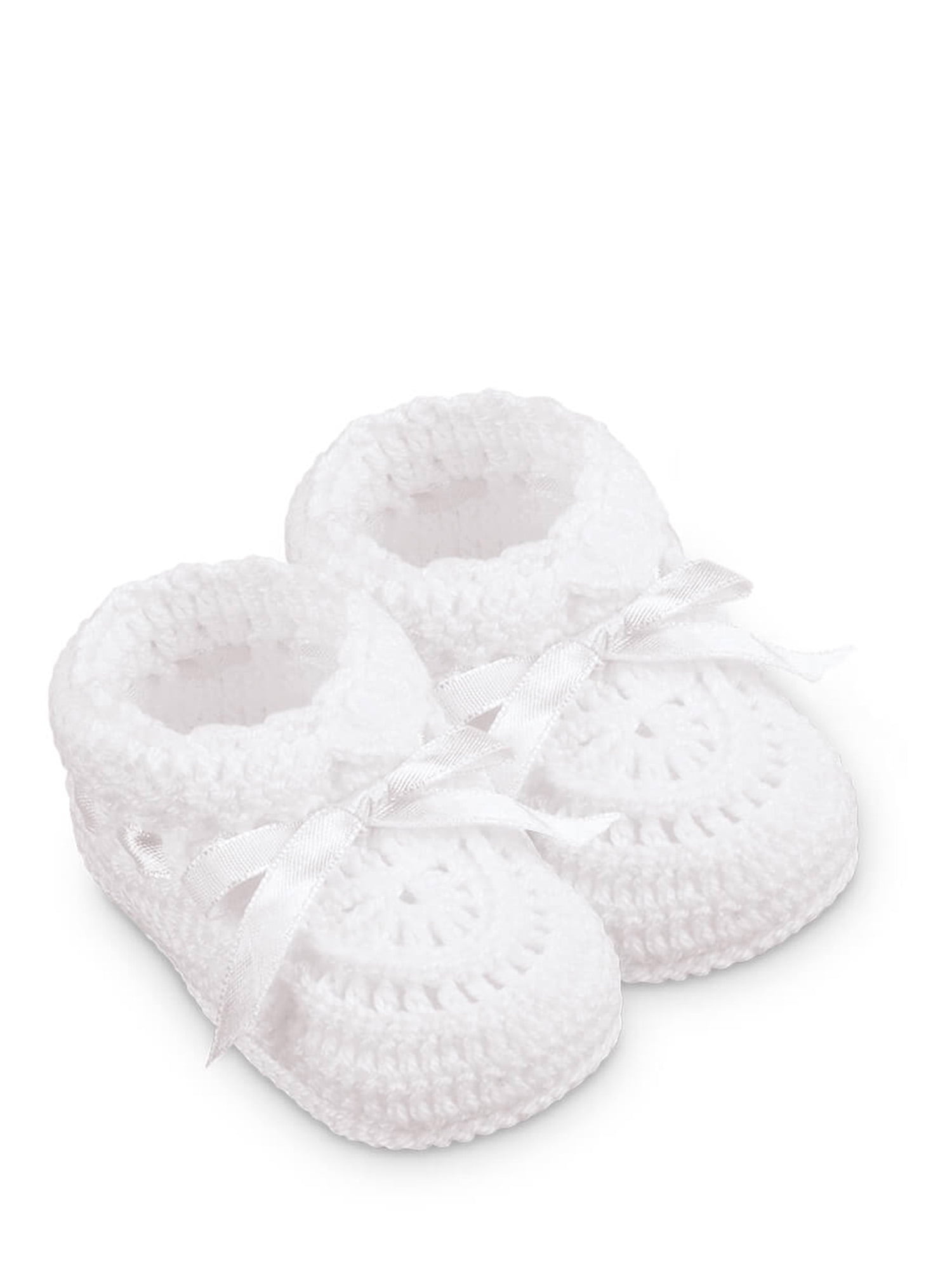 Jefferies Socks Baby Girls Boys Socks Hand Crochet Ribbon Crib Shoe Booties, 1 Pair