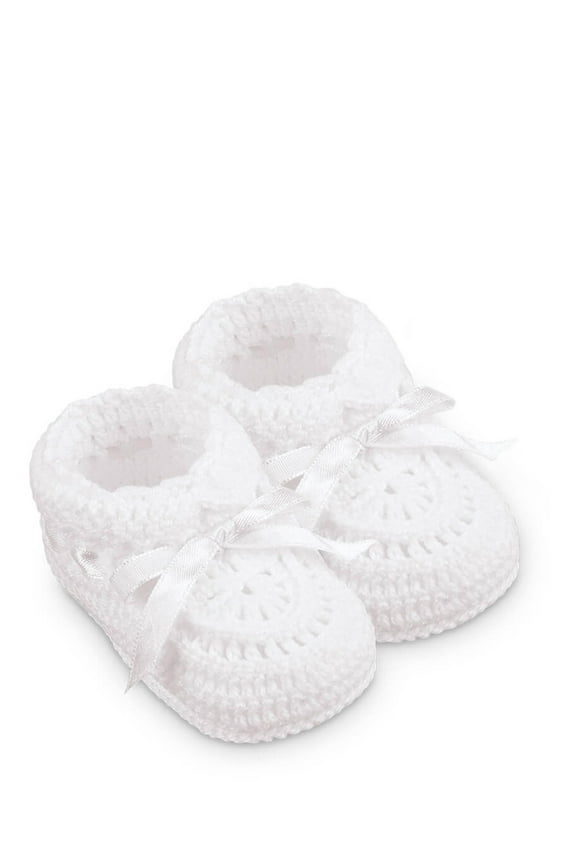 Baby Girls Boys Socks Hand Crochet Ribbon Crib Shoe Booties, 1 Pair