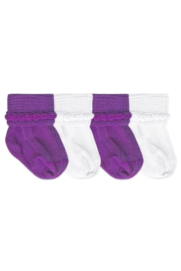 Baby Girls Bubble Stitch Bootie Cotton Turn Cuff Socks 2 Pair Pack