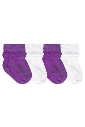 Baby Girls Bubble Stitch Bootie Cotton Turn Cuff Socks 2 Pair Pack