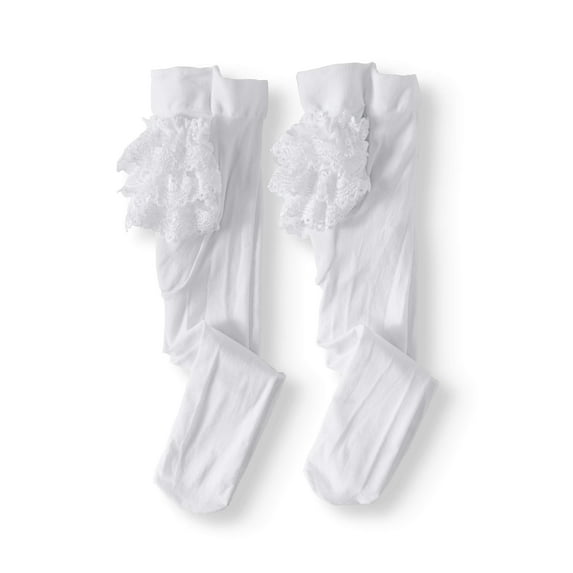 Jefferies Socks Baby Girls Lace Ruffle Rhumba Tights, 2-Pack