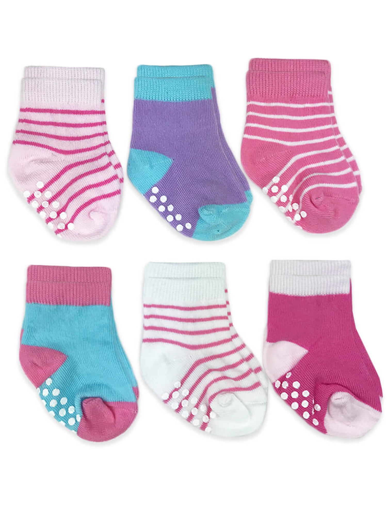 Jefferies Socks Baby Girls NonSkid Assorted Crew Socks, 6Pack