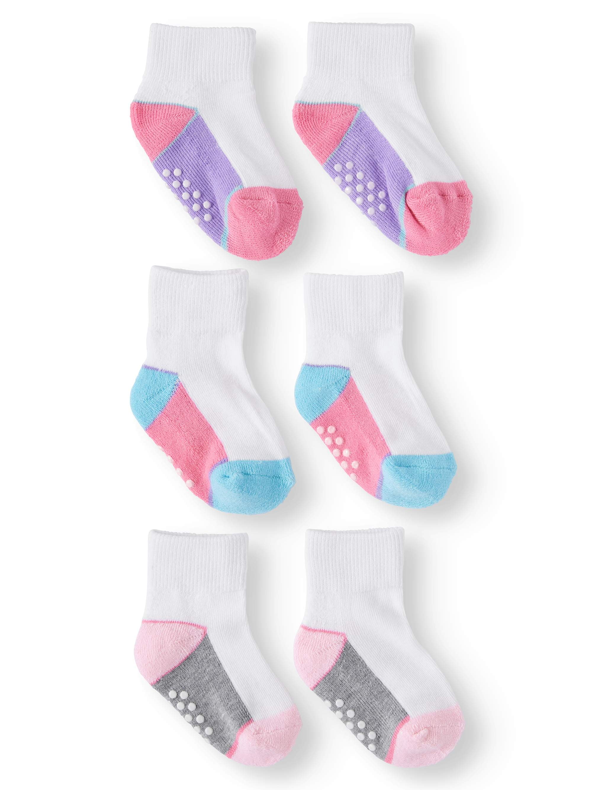 Jefferies Socks Baby Girls NonSkid Sport Half Cushion Ankle Socks, 3