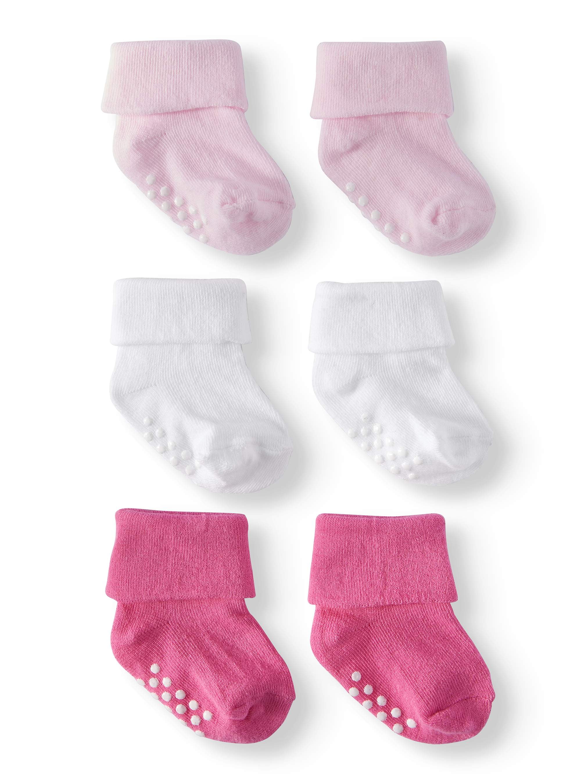 Jefferies Socks Baby Girls NonSkid Turn Cuff Socks, 3Pack