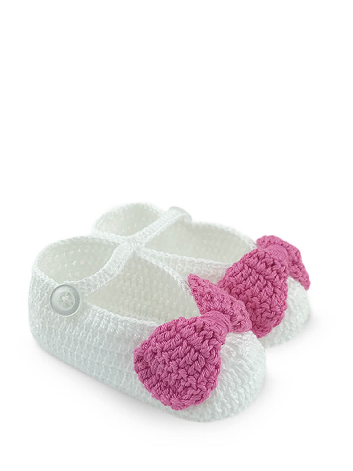 Jefferies Socks Baby Girls Socks Hand Crochet Bow Crib Shoe Booties, 1 Pair