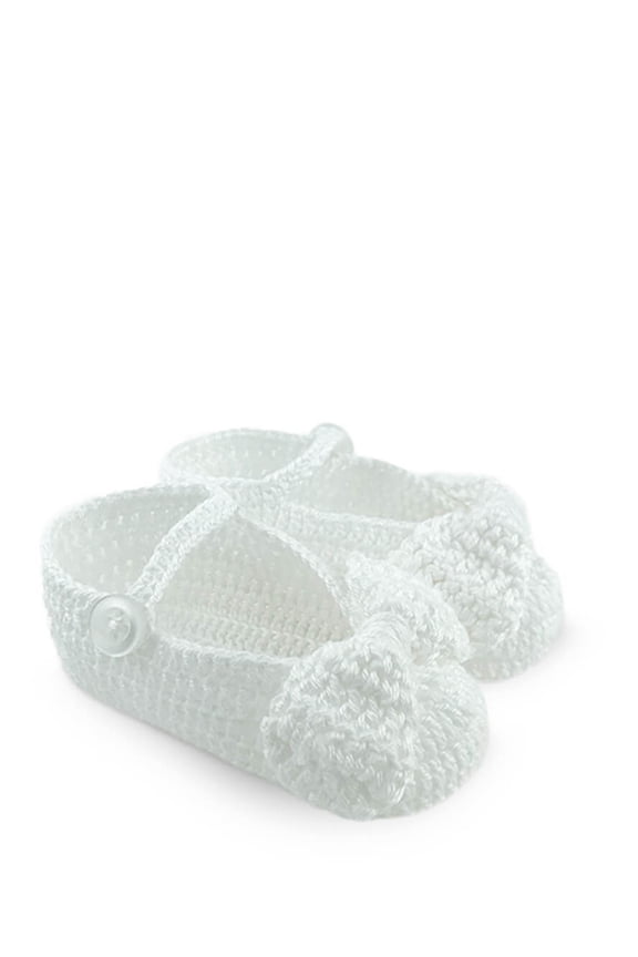 Baby Girls Socks Hand Crochet Bow Crib Shoe Booties, 1 Pair