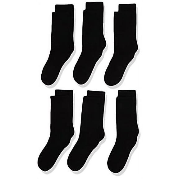 Jefferies Socks Big Boys' Seamless Sport Crew Half Cushion Socks (Pack of 6), Black, Medium