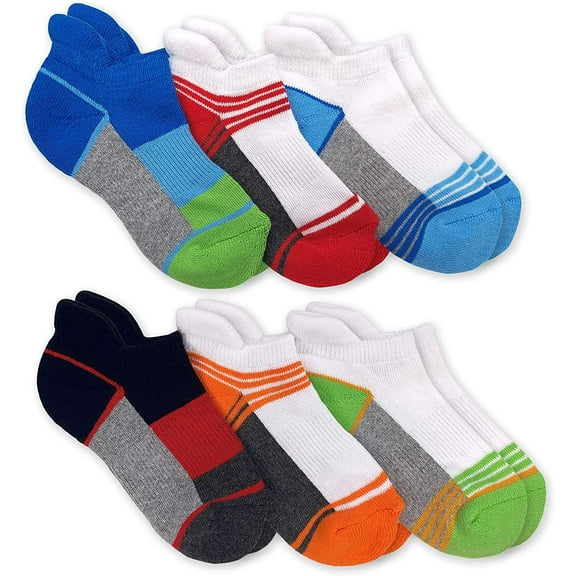Jefferies Socks Boy Socks, 6 Pack Sport Low Cut Tab Back Cushioned Athletic Socks (Little Boys & Big Boys)