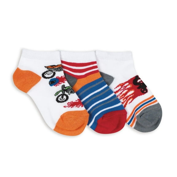 Jefferies Socks Boy's Novelty Racing Motorcycle Pattern Low Cut Ankle Socks 3 Pair Pack