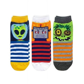 Jefferies Socks Boy's Robot Alien Zombie Colorful Pattern Crew Socks 3 Pack
