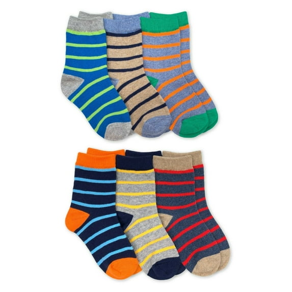 Jefferies Socks Boy's Stripe Pattern Crew Socks 6 Pair Pack