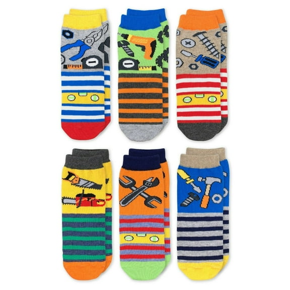 Jefferies Socks Boy's Tools Pattern Crew Socks 6 Pair Pack