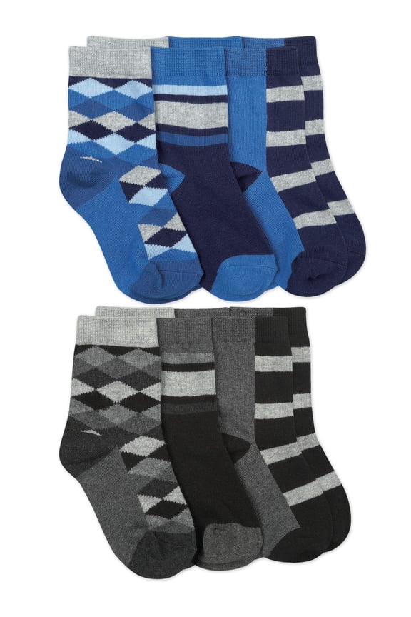 Boys Socks, 6 Pack Crew Fashion (Little Boys)