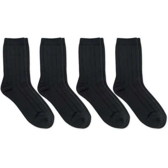 Jefferies Socks Boys Bamboo Ribbed School Uniform Crew Socks 4 Pairs