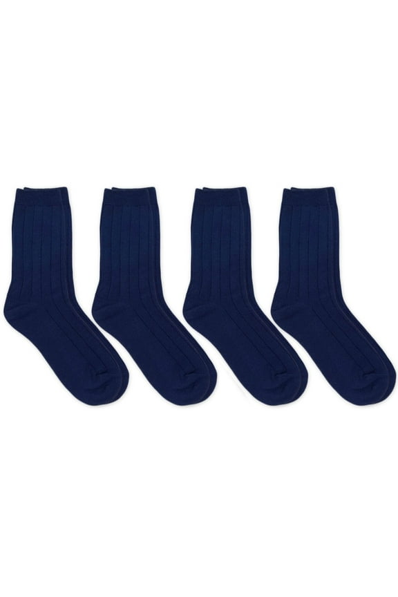 Boys Bamboo Ribbed School Uniform Crew Socks 4 Pairs